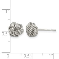 Sterling Silver Rhodium-plated Textured Love Knot Post Earrings view 4