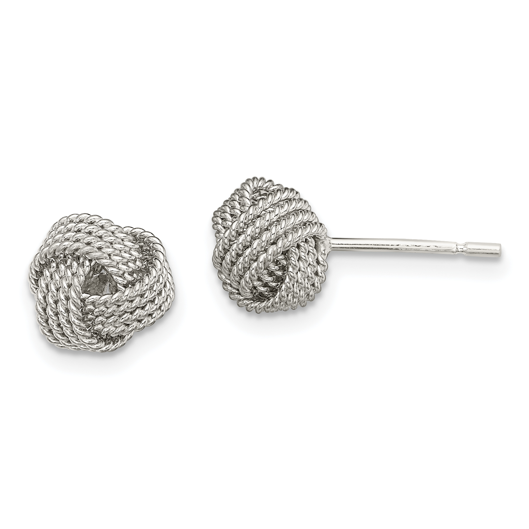 Sterling Silver Rhodium-plated Textured Love Knot Post Earrings (QE13417)