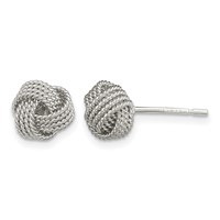 Sterling Silver Rhodium-plated Textured Love Knot Post Earrings view 1