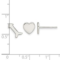 Sterling Silver Polished Left and Right Heart Arrow Post Earrings view 4
