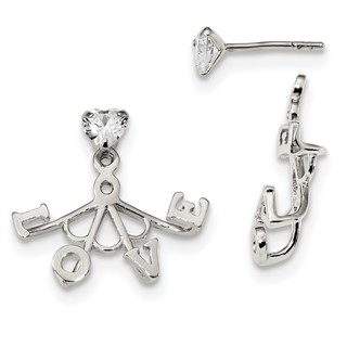 Sterling Silver CZ Removeable Front Back LOVE Earrings