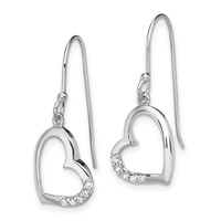 Sterling Silver Rhodium-plated CZ Heart Dangle Earrings view 2