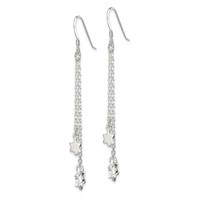 Sterling Silver Polished Star of David Chain Dangle Earrings view 2