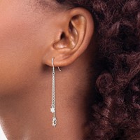 Sterling Silver Polished Star of David Chain Dangle Earrings view 3
