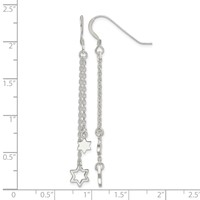 Sterling Silver Polished Star of David Chain Dangle Earrings view 4
