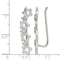 Sterling Silver Polished CZ Stars Ear Climber Earrings view 4