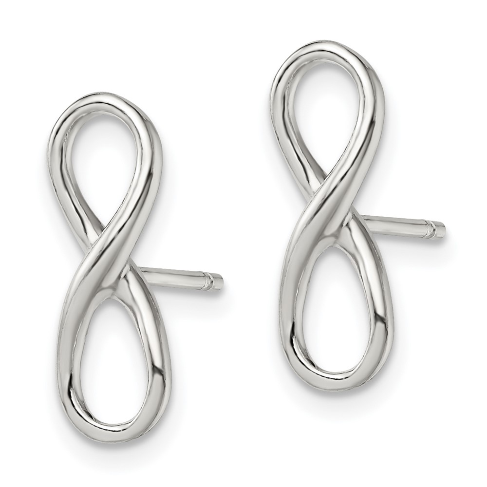 Sterling Silver Rhodium-plated Polished Infinity Knot Post Earrings (QE13467)