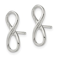 Sterling Silver Rhodium-plated Polished Infinity Knot Post Earrings view 2