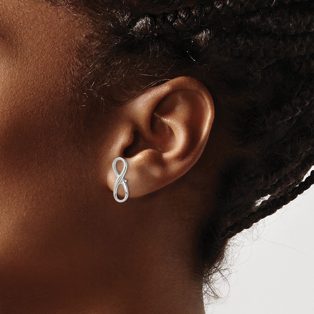 Sterling Silver Rhodium-plated Polished Infinity Knot Post Earrings (QE13467)