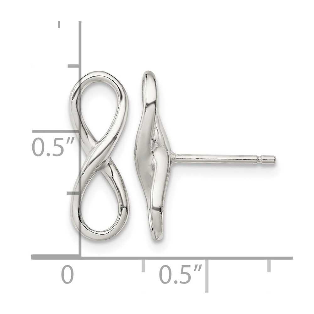 Sterling Silver Rhodium-plated Polished Infinity Knot Post Earrings (QE13467)
