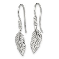 Sterling Silver Leaf Dangle Earrings view 2