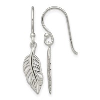 Sterling Silver Leaf Dangle Earrings view 1