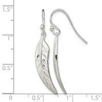Sterling Silver Polished Leaf Dangle Shepherd Hook Earrings view 4