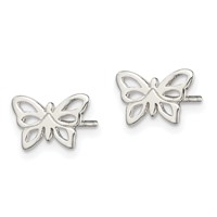 Sterling Silver Polished Butterfly Post Earrings view 2