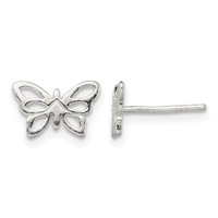 Sterling Silver Polished Butterfly Post Earrings view 1