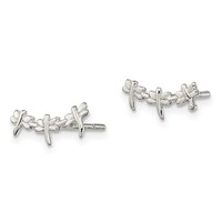 Sterling Silver Polished Dragonfly Post Earrings view 2
