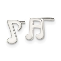Sterling Silver Polished Left and Right Music Notes Post Earrings view 2