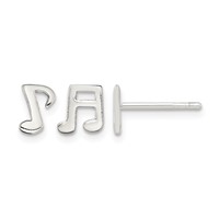 Sterling Silver Polished Left and Right Music Notes Post Earrings view 1