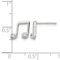 Sterling Silver Polished CZ Musical Notes Post Earrings view 4