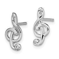 Sterling Silver Rhodium-plated CZ Fancy Post Earrings view 2
