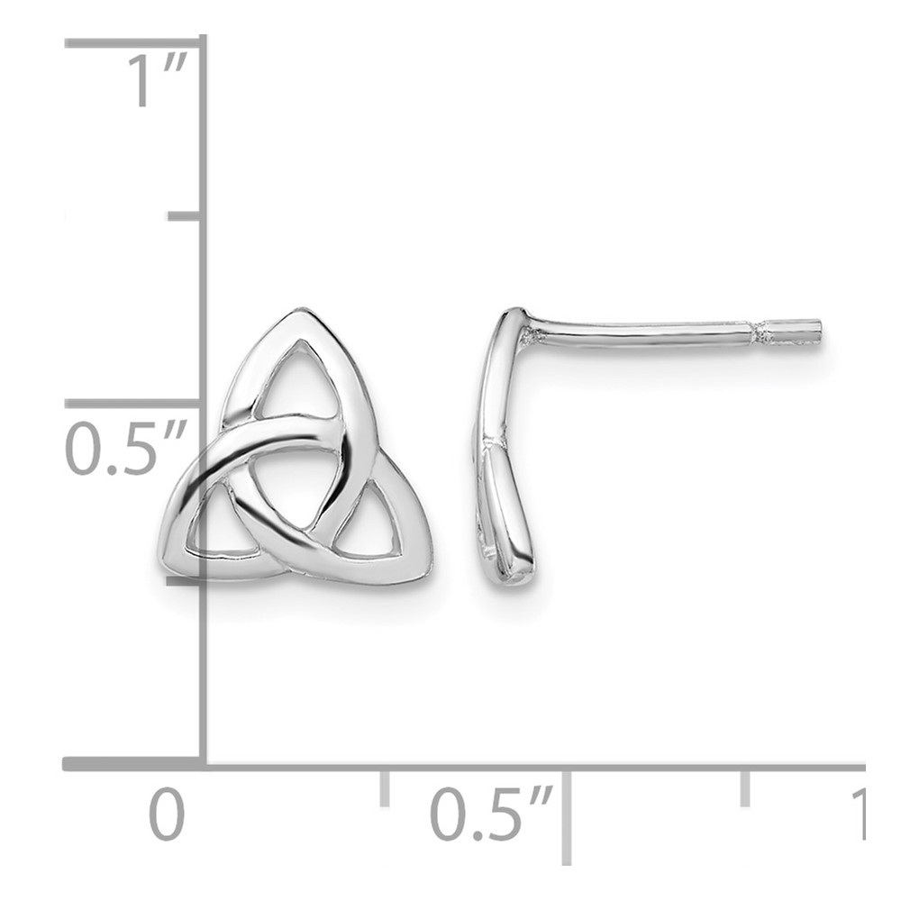 Sterling Silver Rhodium-plated Polished Celtic Knot Post Earrings (QE13549)