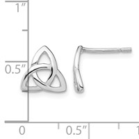 Sterling Silver Rhodium-plated Polished Celtic Knot Post Earrings view 4