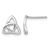 Sterling Silver Rhodium-plated Polished Celtic Knot Post Earrings view 1