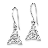 Sterling Silver Rhodium-plated Polished Trinity Knot Dangle Earrings view 2
