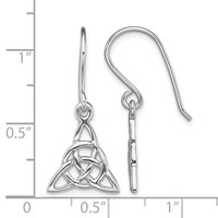 Sterling Silver Rhodium-plated Polished Trinity Knot Dangle Earrings view 4