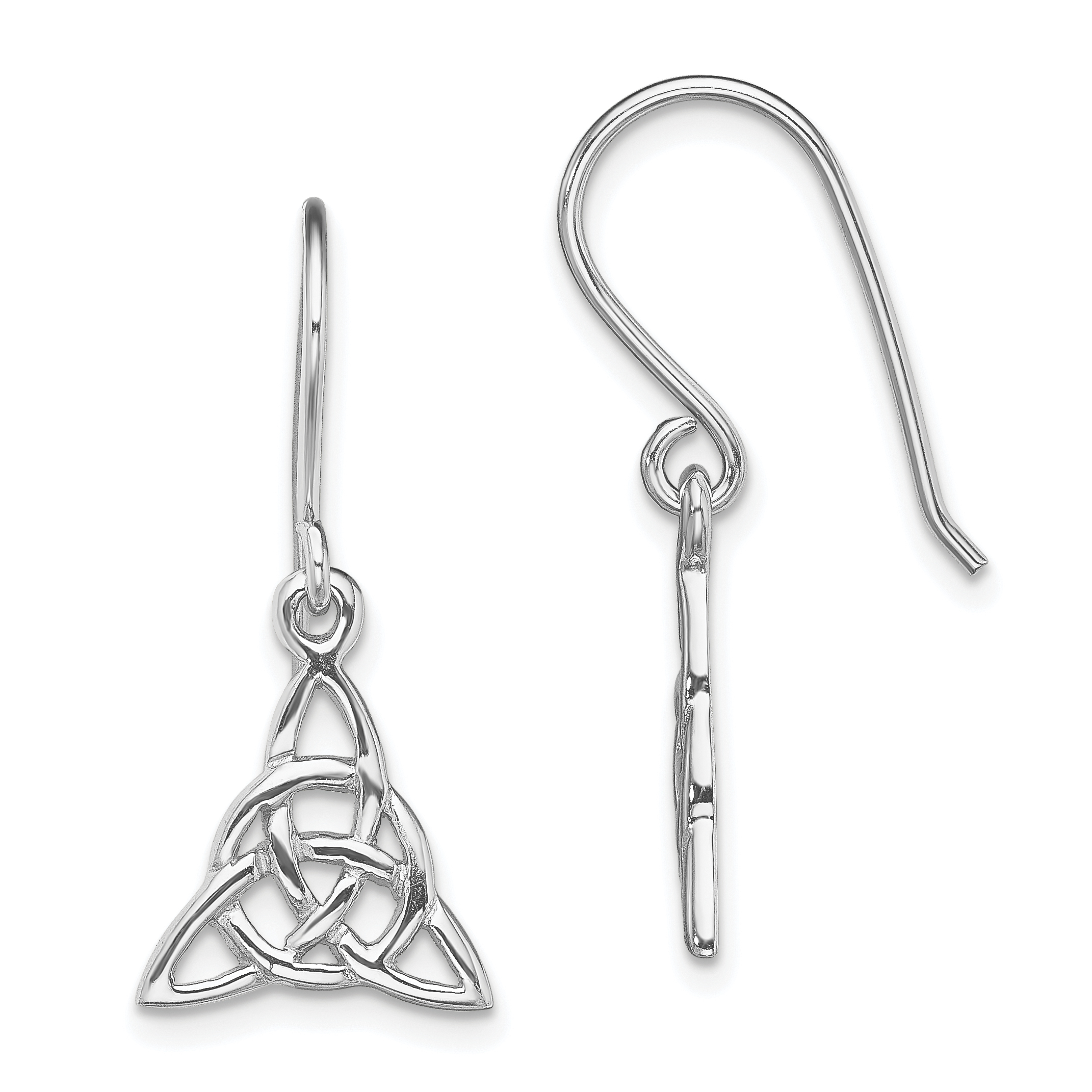 Sterling Silver Rhodium-plated Polished Trinity Knot Dangle Earrings (QE13550)