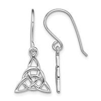 Sterling Silver Rhodium-plated Polished Trinity Knot Dangle Earrings view 1