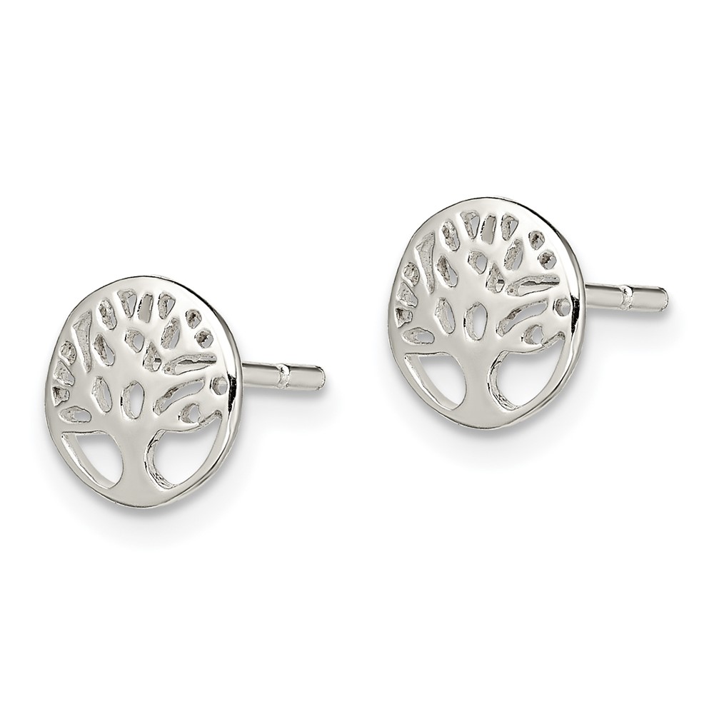 Sterling Silver Rhodium-plated Tree Post Earrings (QE13558)