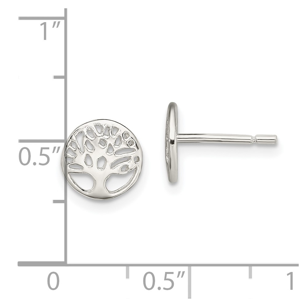Sterling Silver Rhodium-plated Tree Post Earrings (QE13558)