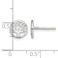 Sterling Silver Rhodium-plated Tree Post Earrings view 4