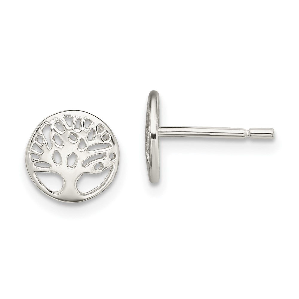 Sterling Silver Rhodium-plated Tree Post Earrings (QE13558)