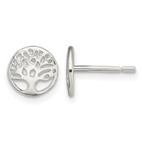 Sterling Silver Rhodium-plated Tree Post Earrings view 1