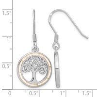 Sterling Silver Rhodium-plated White Mop Tree of Life Earrings view 4