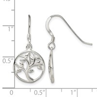 Sterling Silver Polished Tree Dangle Shepherd Hook Earrings view 4