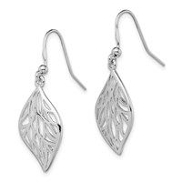 Sterling Silver Rhodium-plated Leaf Polished Dangle Earrings view 2