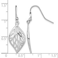 Sterling Silver Rhodium-plated Leaf Polished Dangle Earrings view 4