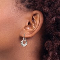 Sterling Silver Rhodium-plated Circle Clover Celtic Knot Dangle Earrings view 3