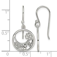 Sterling Silver Rhodium-plated Circle Clover Celtic Knot Dangle Earrings view 4