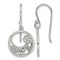 Sterling Silver Rhodium-plated Circle Clover Celtic Knot Dangle Earrings view 1