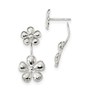 Sterling Silver Front & Back Polished Flower Earrings