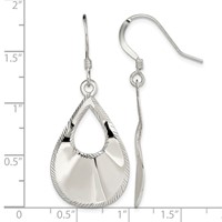 Sterling Silver Polished & Laser-cut Teardrop Dangle Earrings view 4