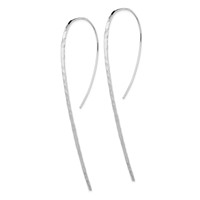 Sterling Silver Rhodium-plated Polished Textured Threader Earrings view 2