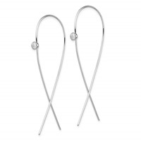 Sterling Silver Rhodium-plated Polished CZ Threader Earrings view 2