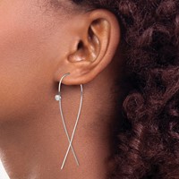 Sterling Silver Rhodium-plated Polished CZ Threader Earrings view 3