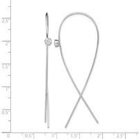Sterling Silver Rhodium-plated Polished CZ Threader Earrings view 4