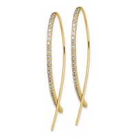 Sterling Silver Gold-tone CZ Threader Earrings view 2